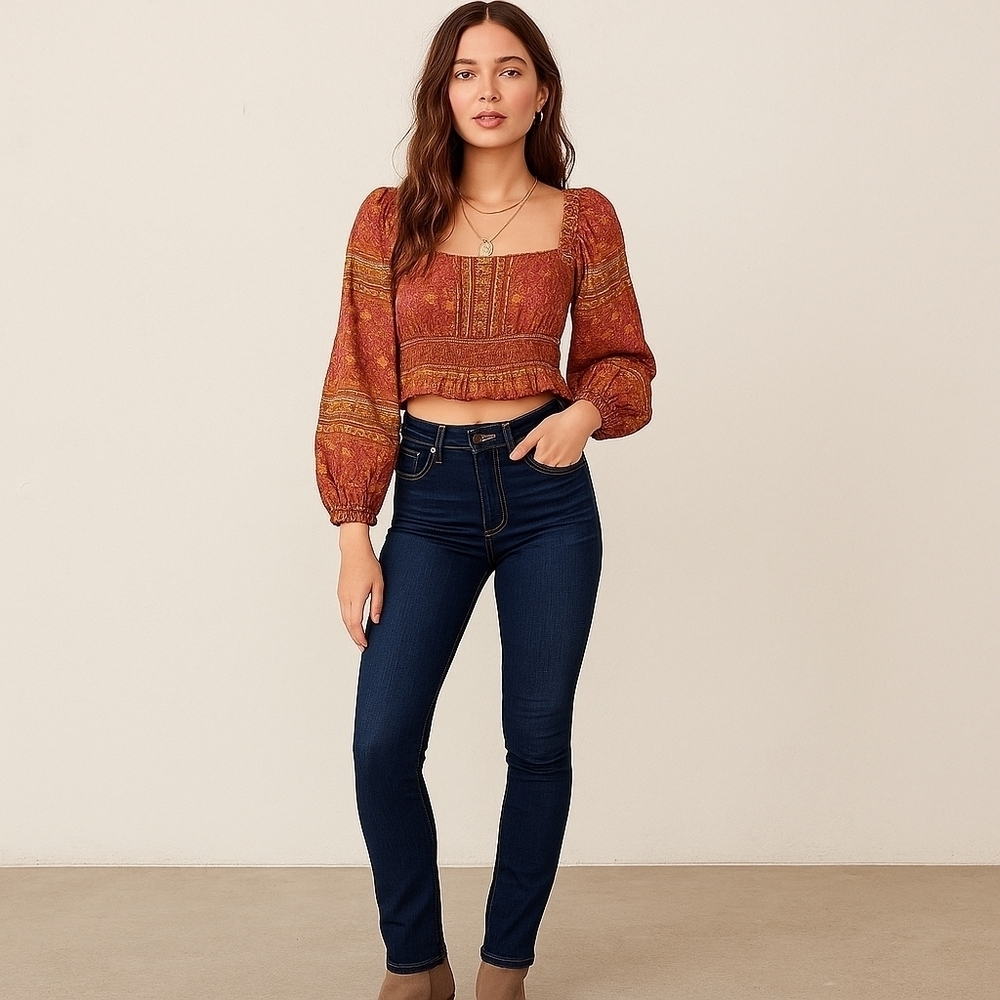 Free People Mid Rise Skinny Jeans - Dark Wash - Size 30